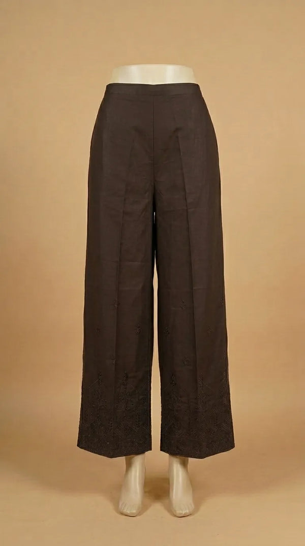 Brown Embellished Cambric Trouser PL606502