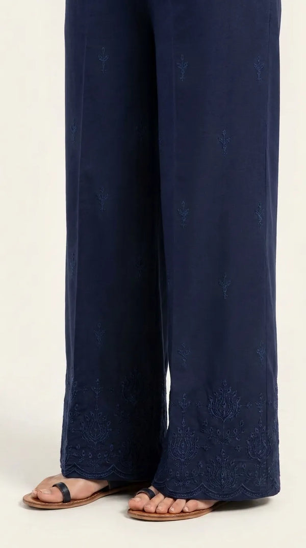 Navy Embroided Cambric Trouser PL606748