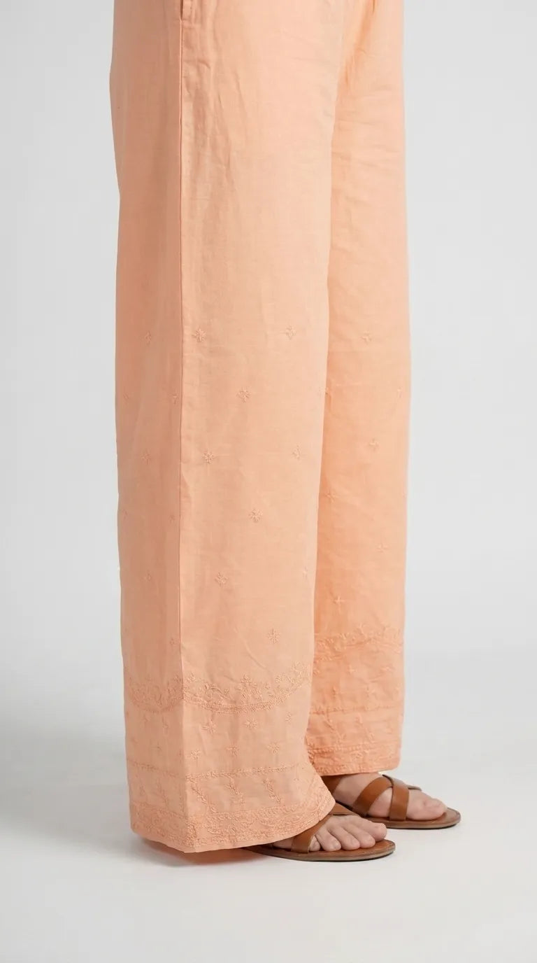 Peach Embroided Cambric Trouser PL606823