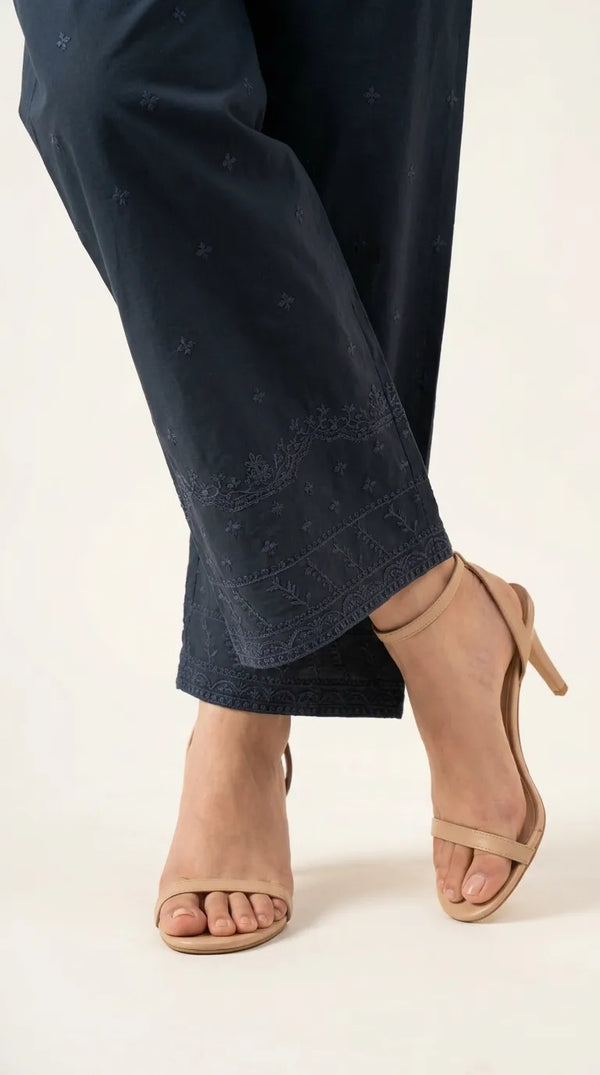 Charcoal Embroided Cambric Trouser PL606891