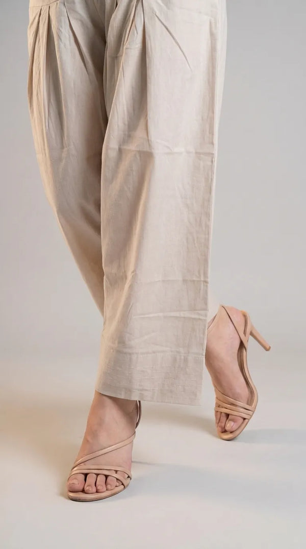 Beige Plain Cambric Trouser PL607062