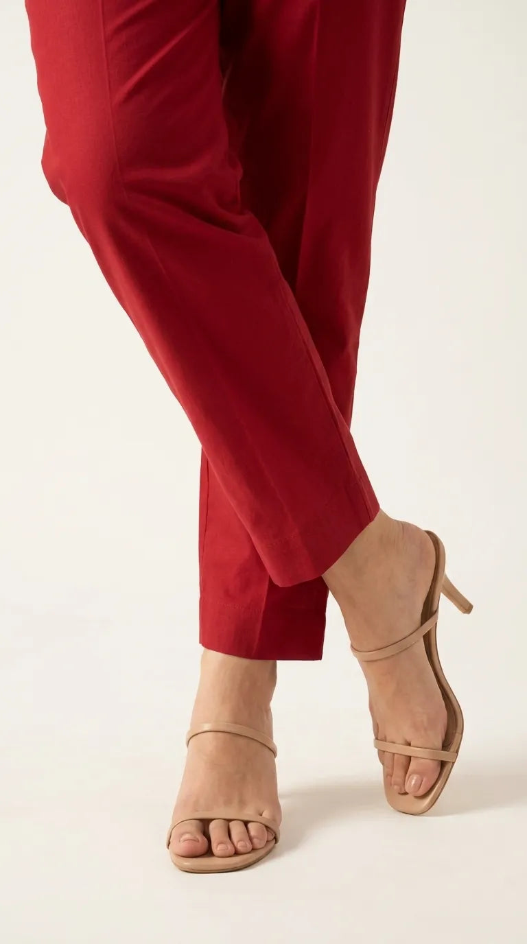 Red Solid Cambric Trouser PL607113