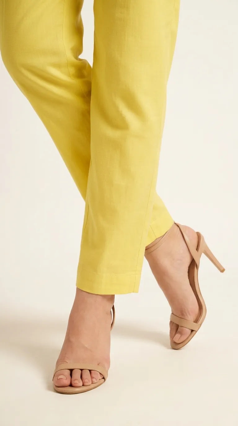 Yellow Solid Cambric Trouser PL607120