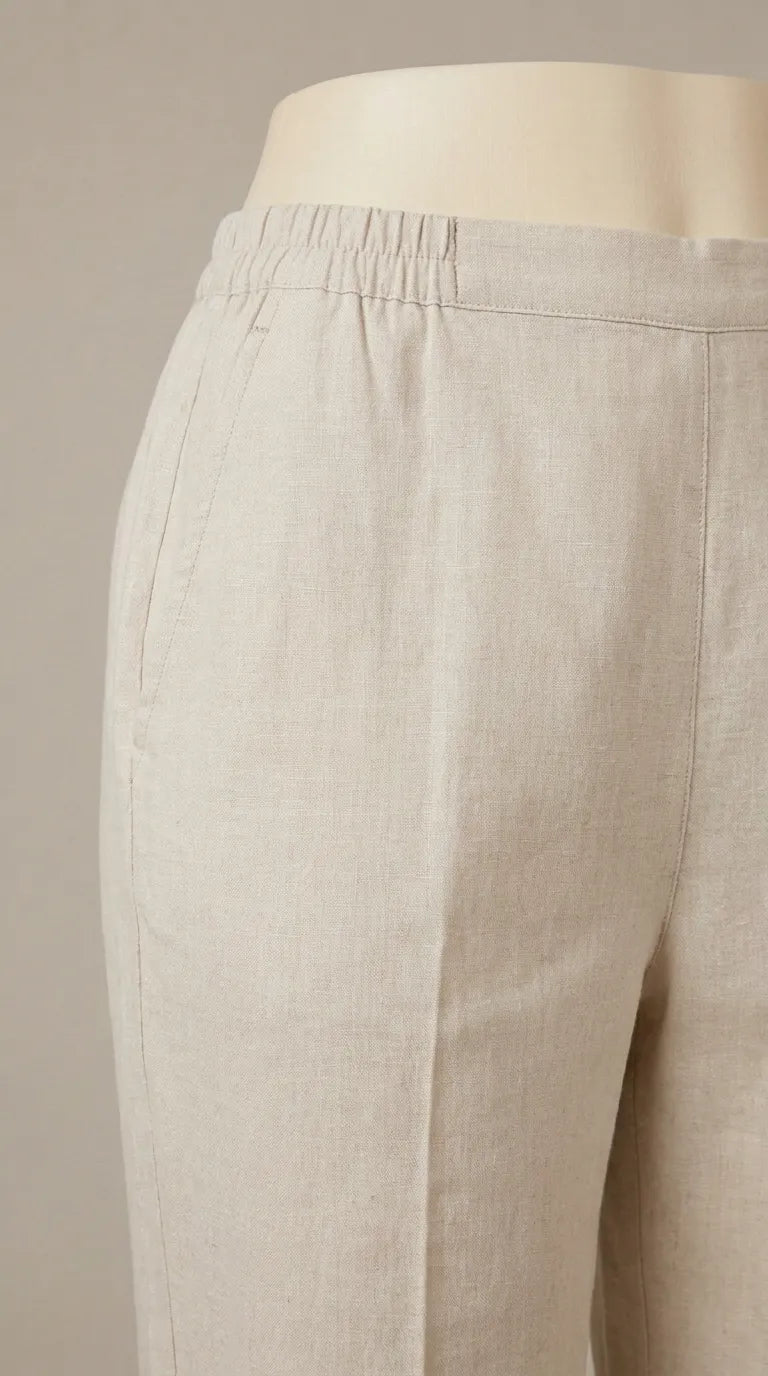 Beige Solid Cambric Trouser PL607162