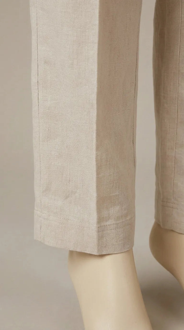 Beige Solid Cambric Trouser PL607162