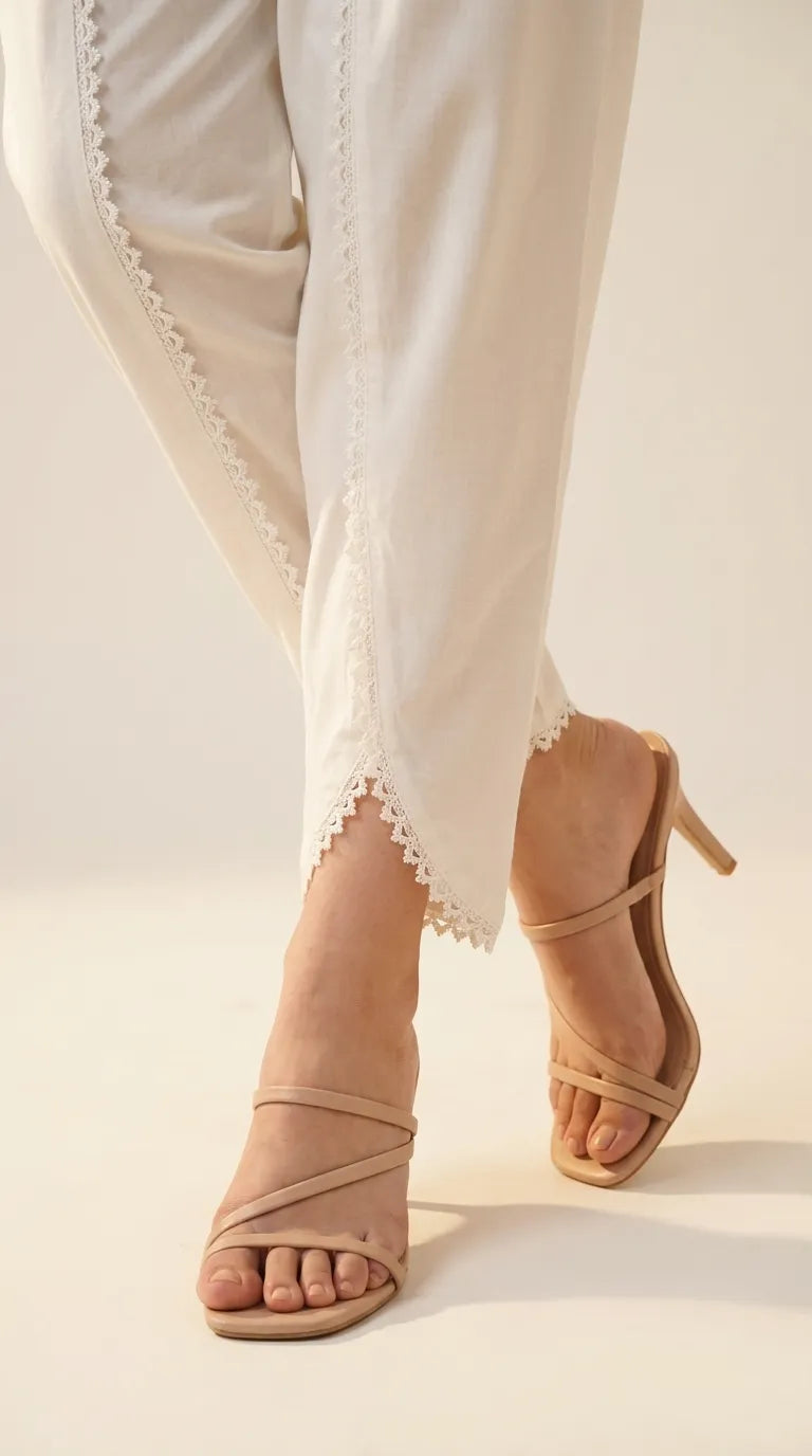 Off/White Plain Cambric Shalwar PL607593