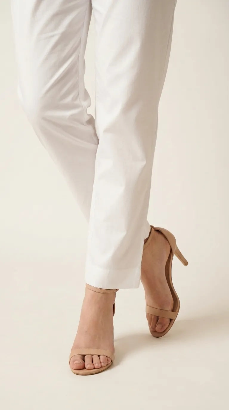 White Plain Cambric Trouser PL607809