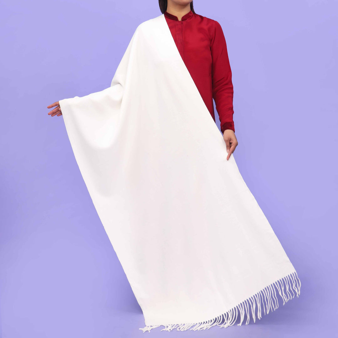 White Acrylic Winter Shawl PN4206