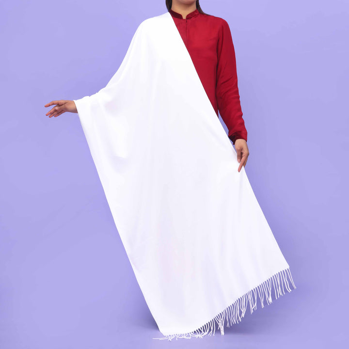 White Acrylic Winter Shawl PN4228