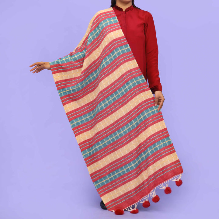 Red Acrylic Winter Shawl PN4259