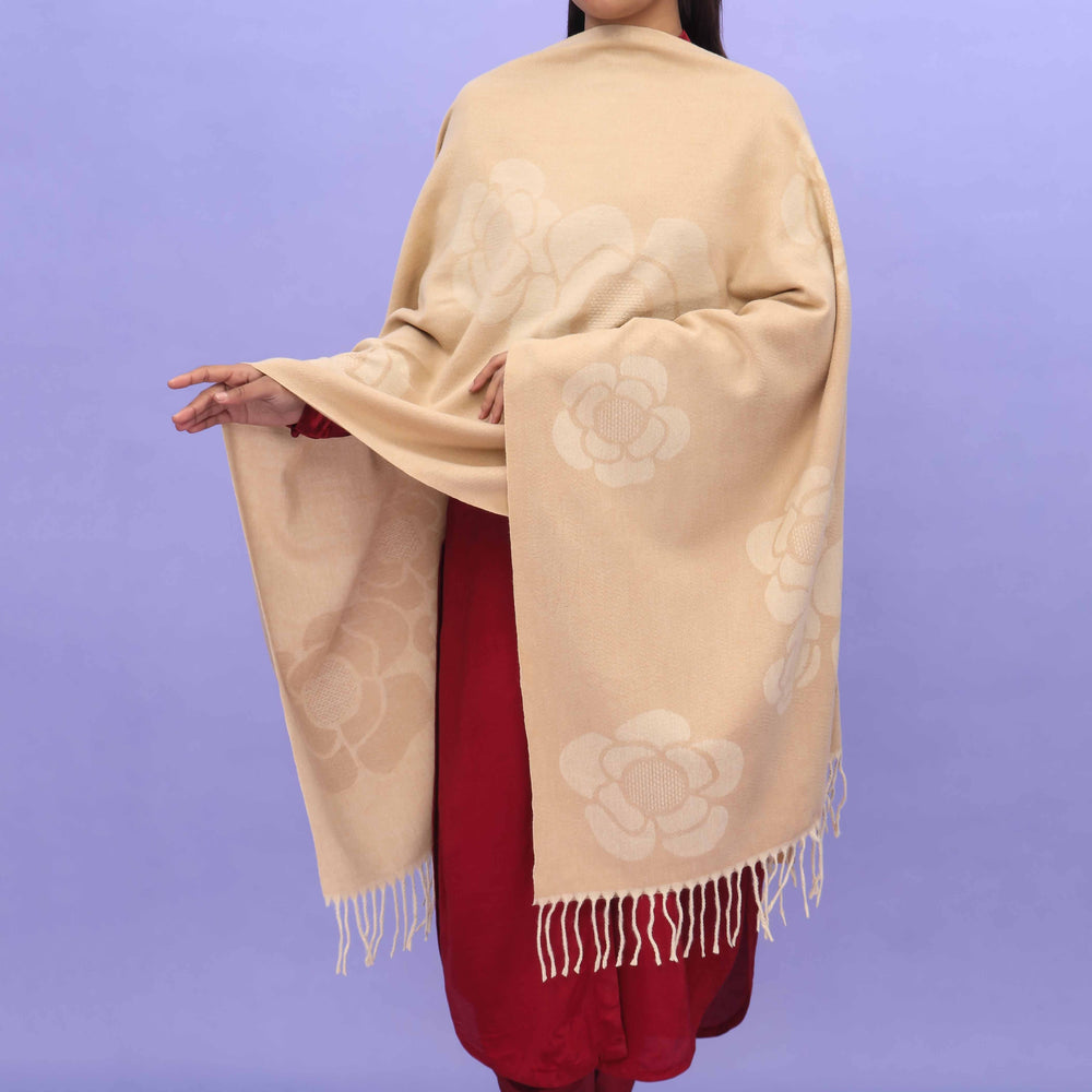 Beige Acrylic Winter Shawl PN4291