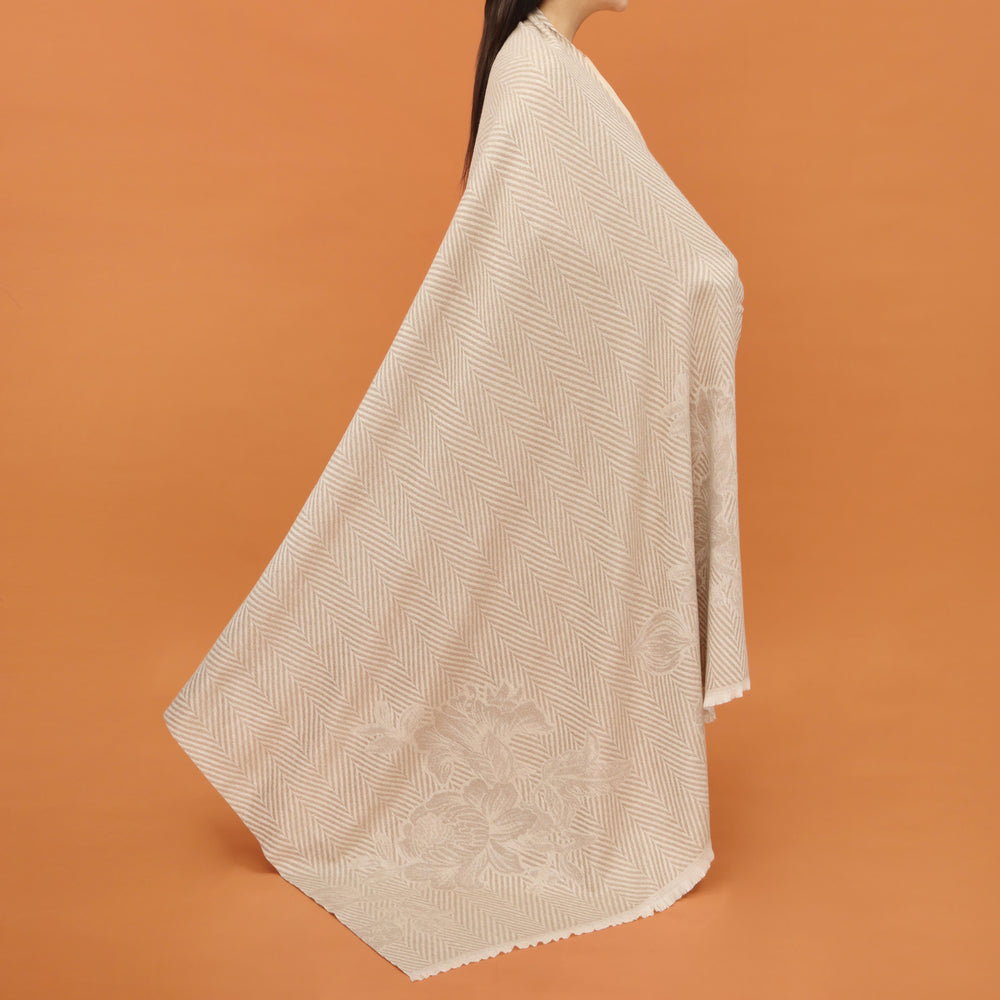 Beige Acrylic Winter Shawl PN4353