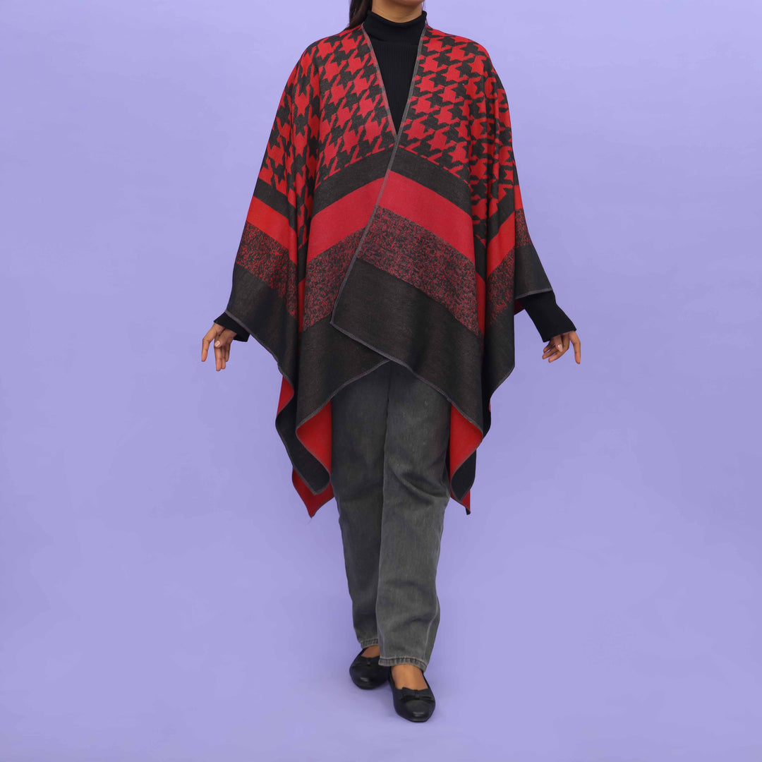 Red Winter Cape Shawl PN4705