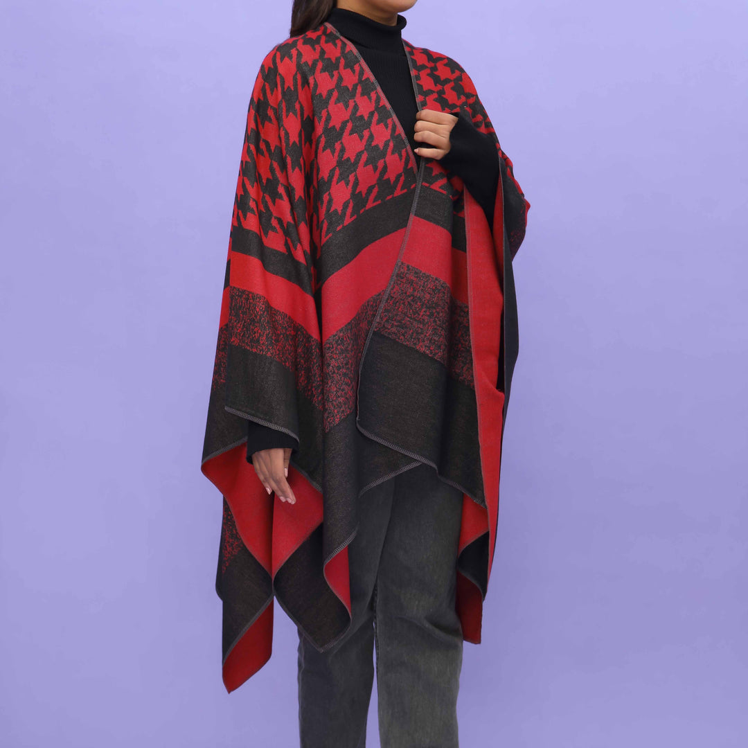 Red Winter Cape Shawl PN4705