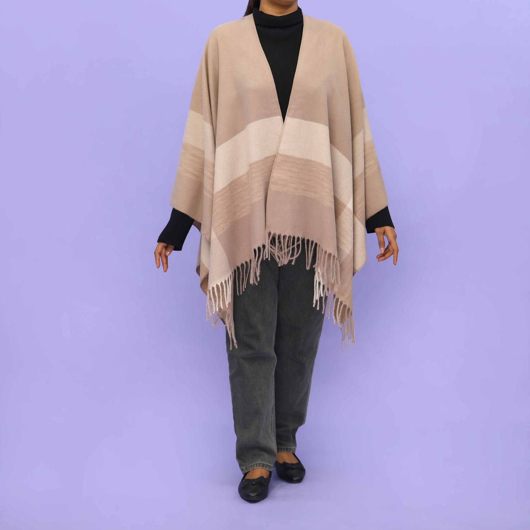 Beige Winter Cape Shawl PN4711