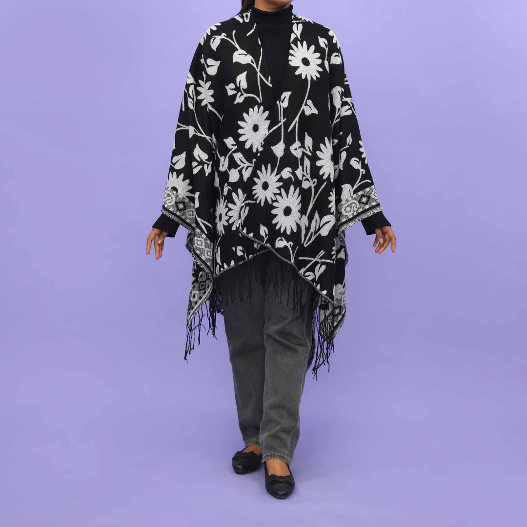 Black Winter Cape Shawl PN4724