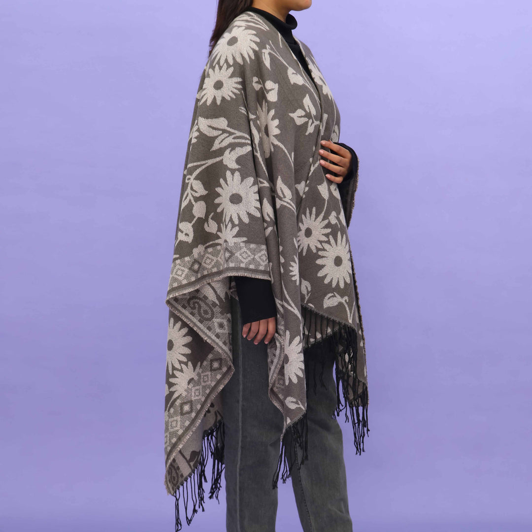 Khaki Winter Cape Shawl PN4727