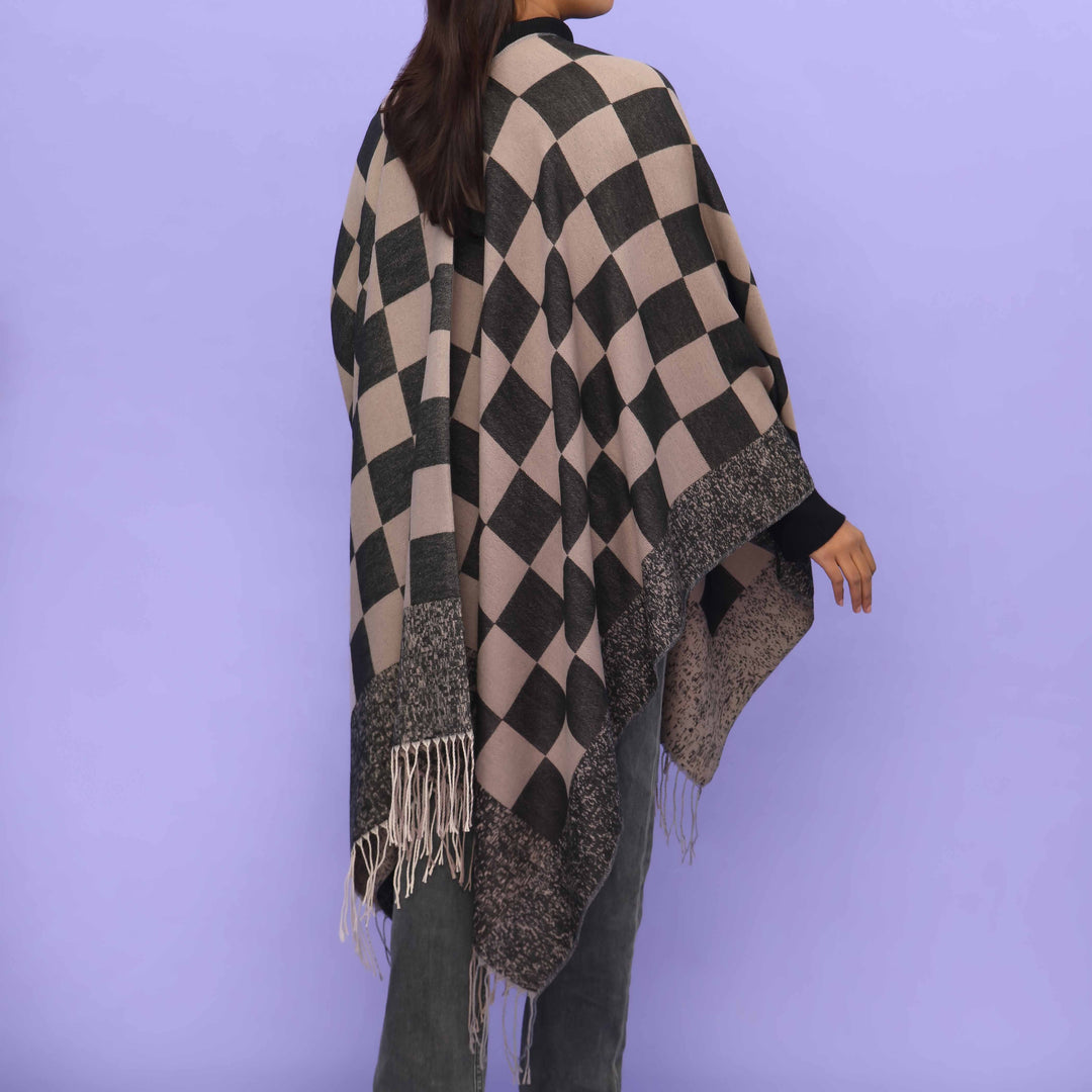 Grey Winter Cape Shawl PN4733