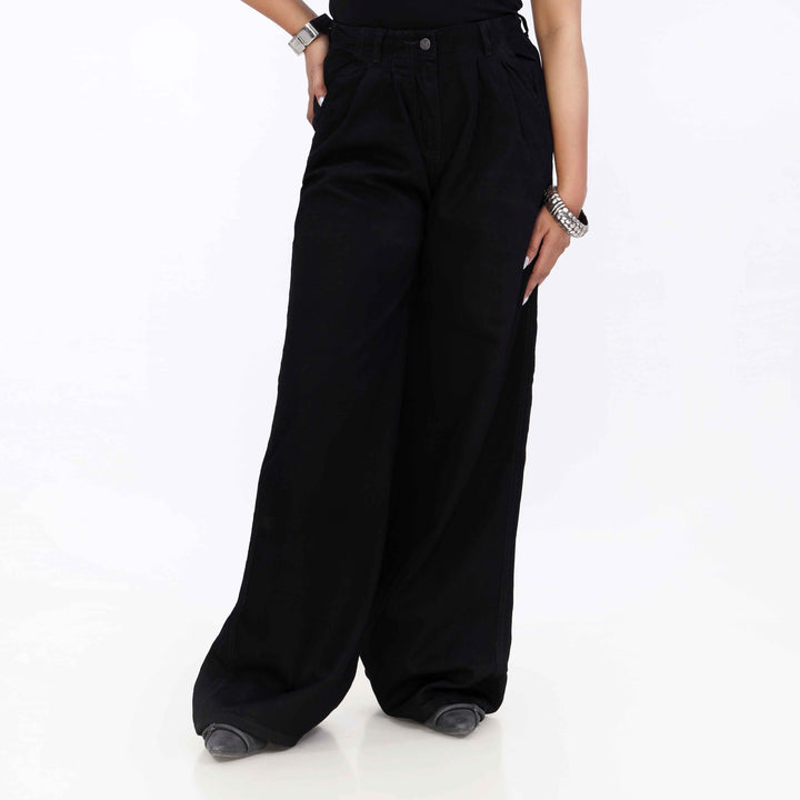 Black Relax Fit Twill Pant PP5049