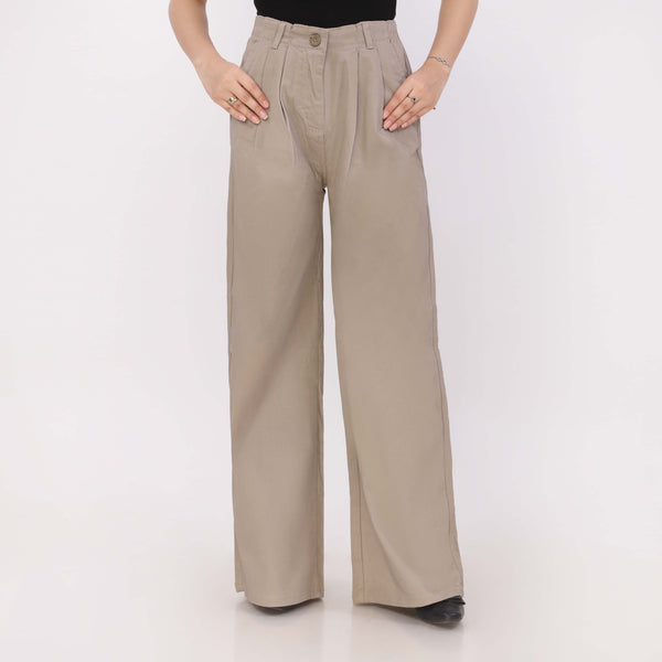 Beige Relax Fit Twill Pant