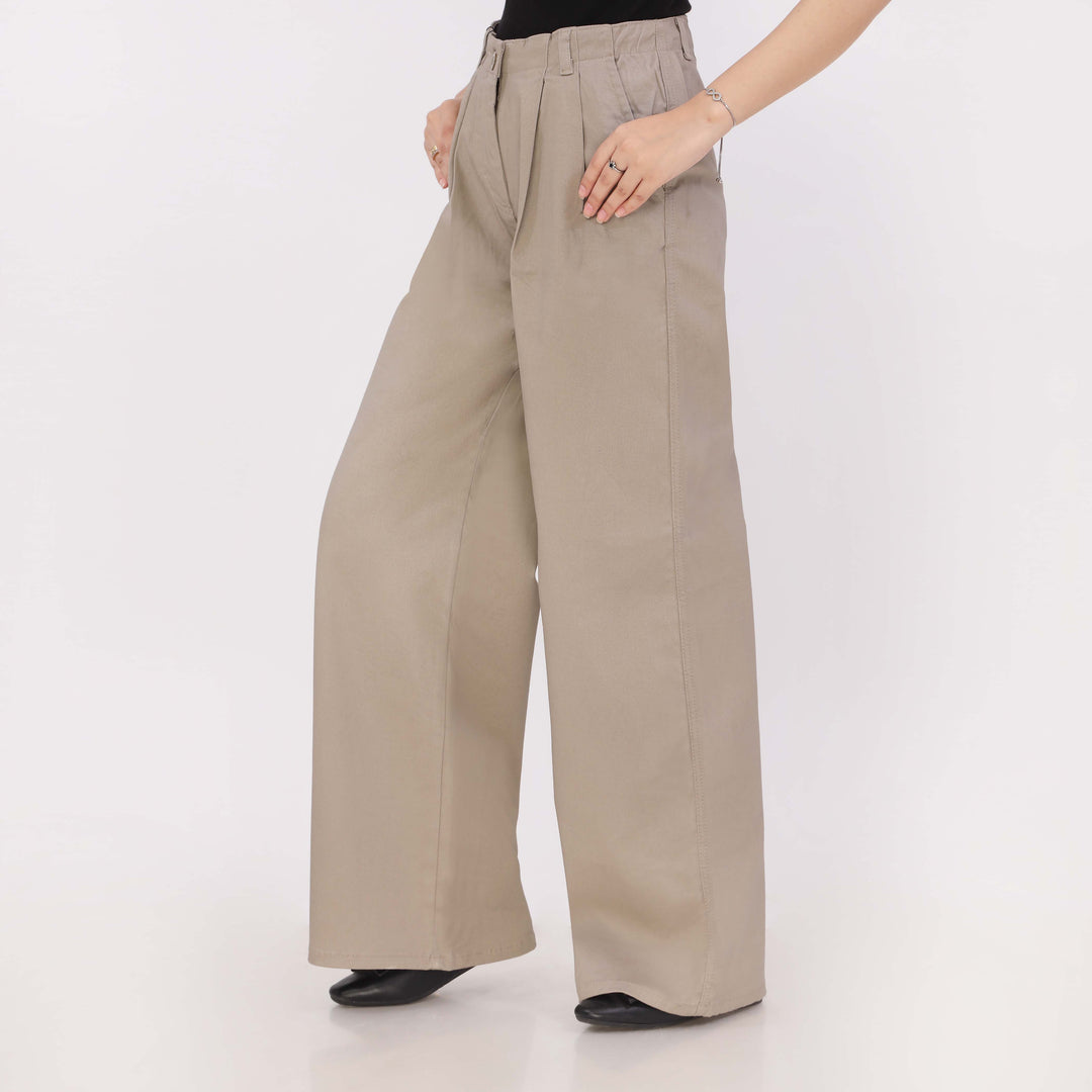 Beige Relax Fit Twill Pant