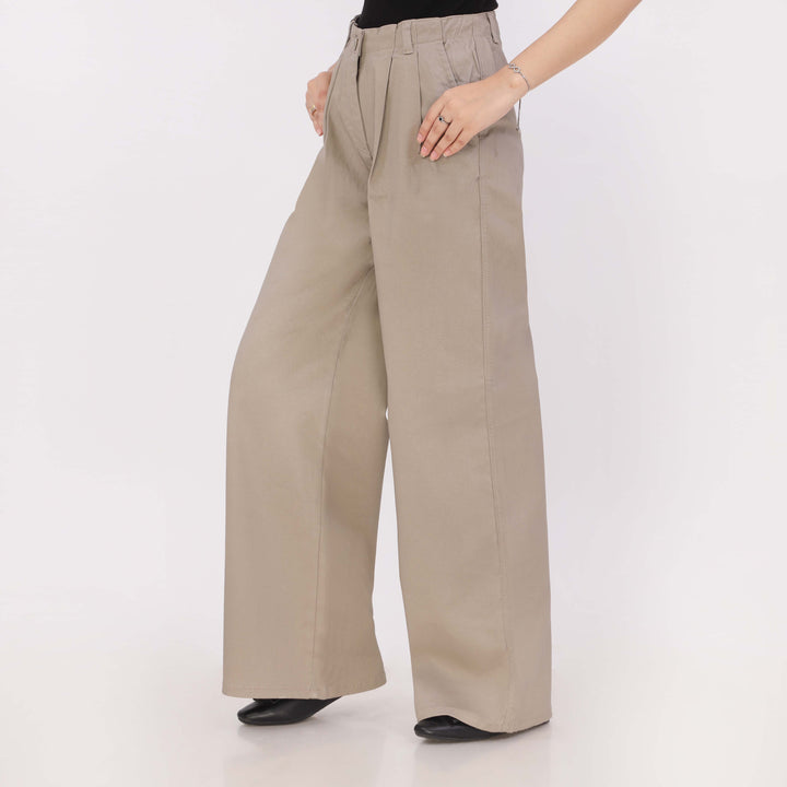 Beige Relax Fit Twill Pant