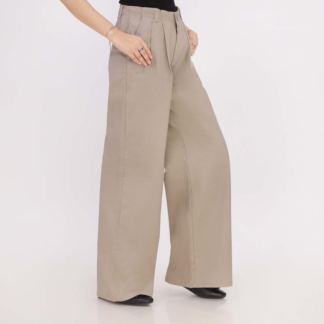 Beige Relax Fit Twill Pant