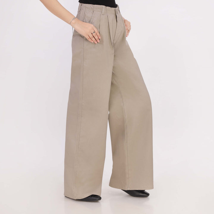 Beige Relax Fit Twill Pant