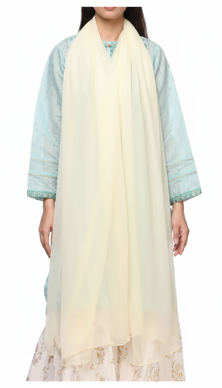 Cream Plain Dyed Chiffon Dupatta PS2702