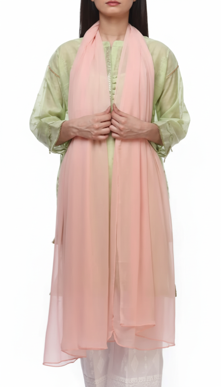 Pink Plain Dyed Chiffon Dupatta PS2702