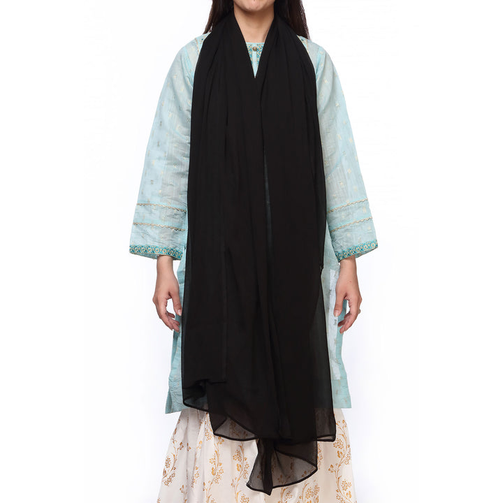 Black Plain Dyed Chiffon Dupatta PS2702