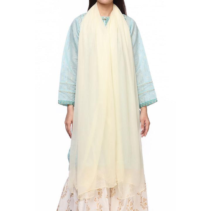 Cream Plain Dyed Chiffon Dupatta PS2702
