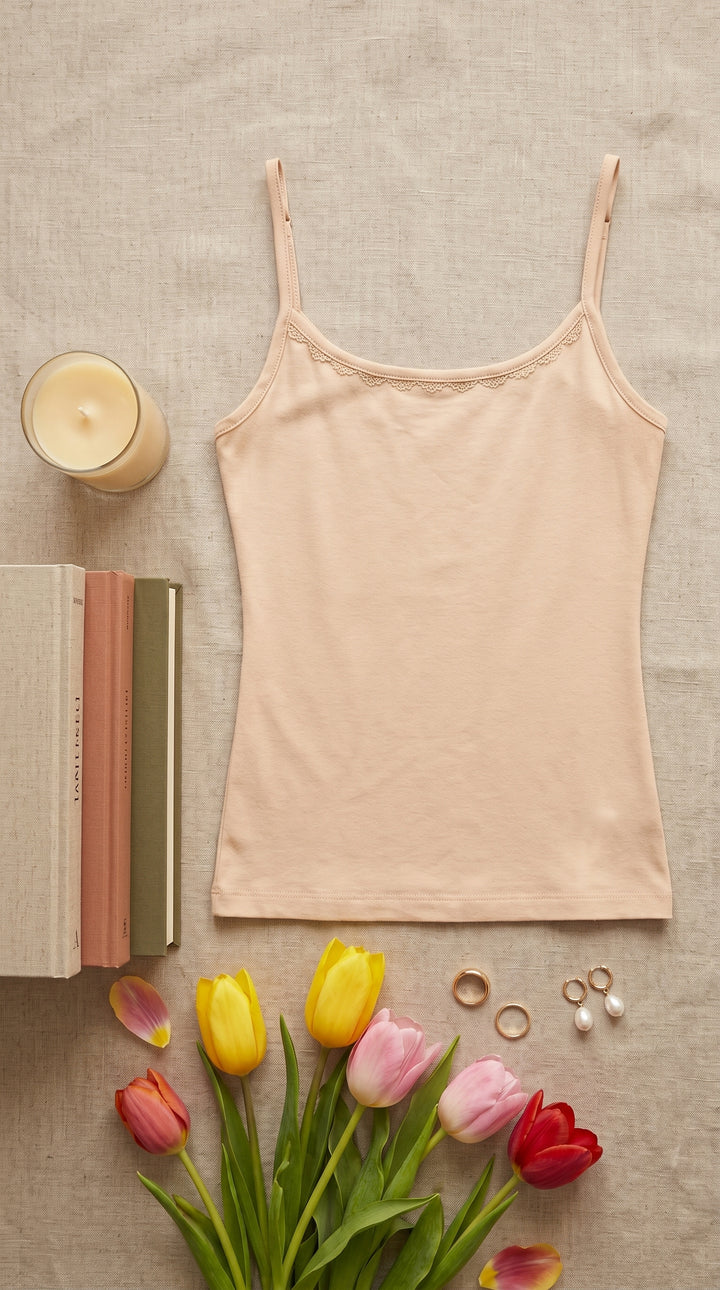Khaki Laced Tank Top PS4020