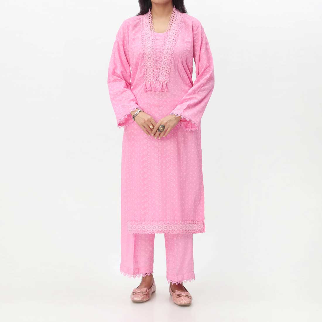 Pink 2PC- Embroidered ChikanKari Suit PS4075