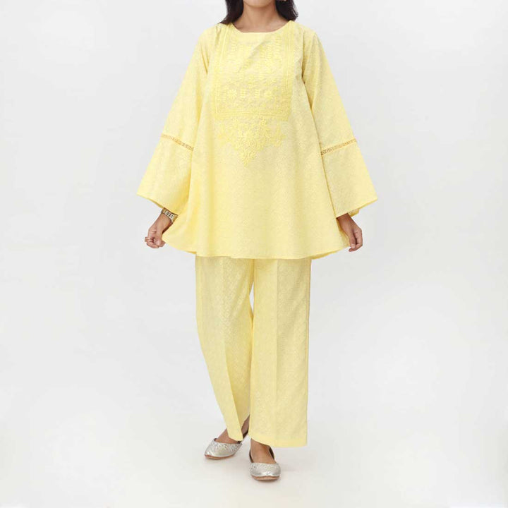 Lemon 2PC- Embroidered ChikanKari Suit PS4076