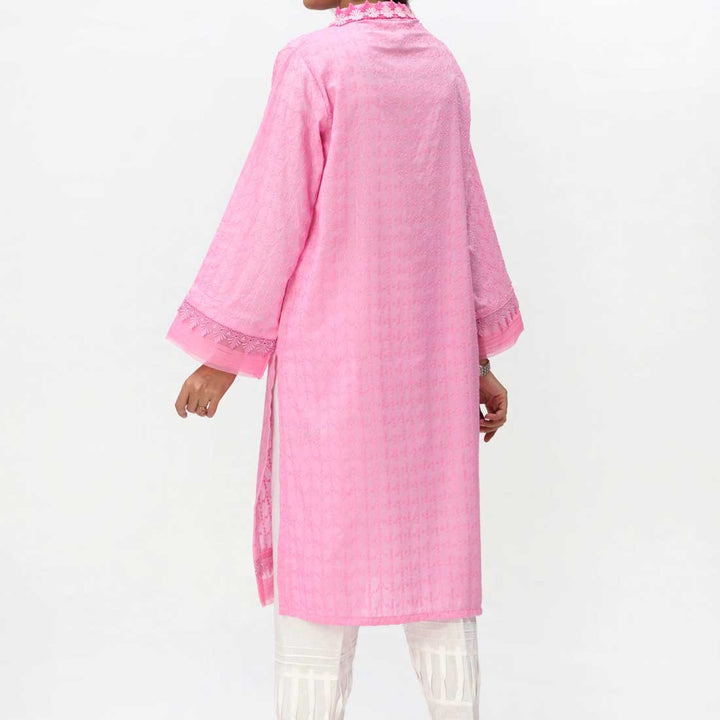 Pink 1PC- Embroidered ChikanKari Shirt PS4078