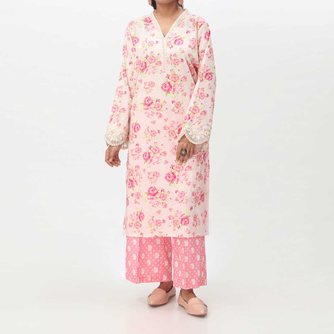 Pink 2PC- Embroidered Lawn Suit PS4105
