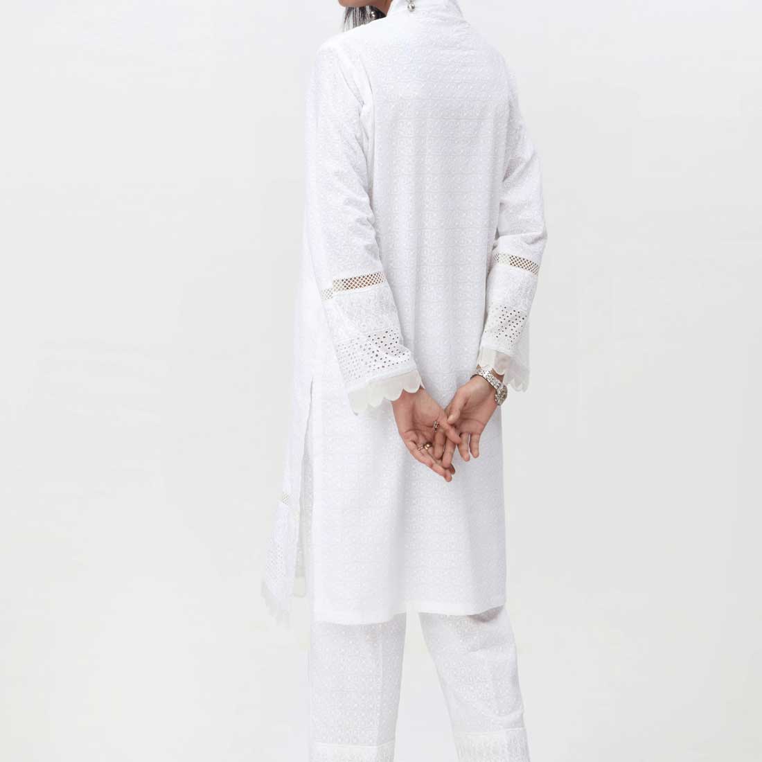 White 2PC- Embroidered ChikanKari Suit PS4153