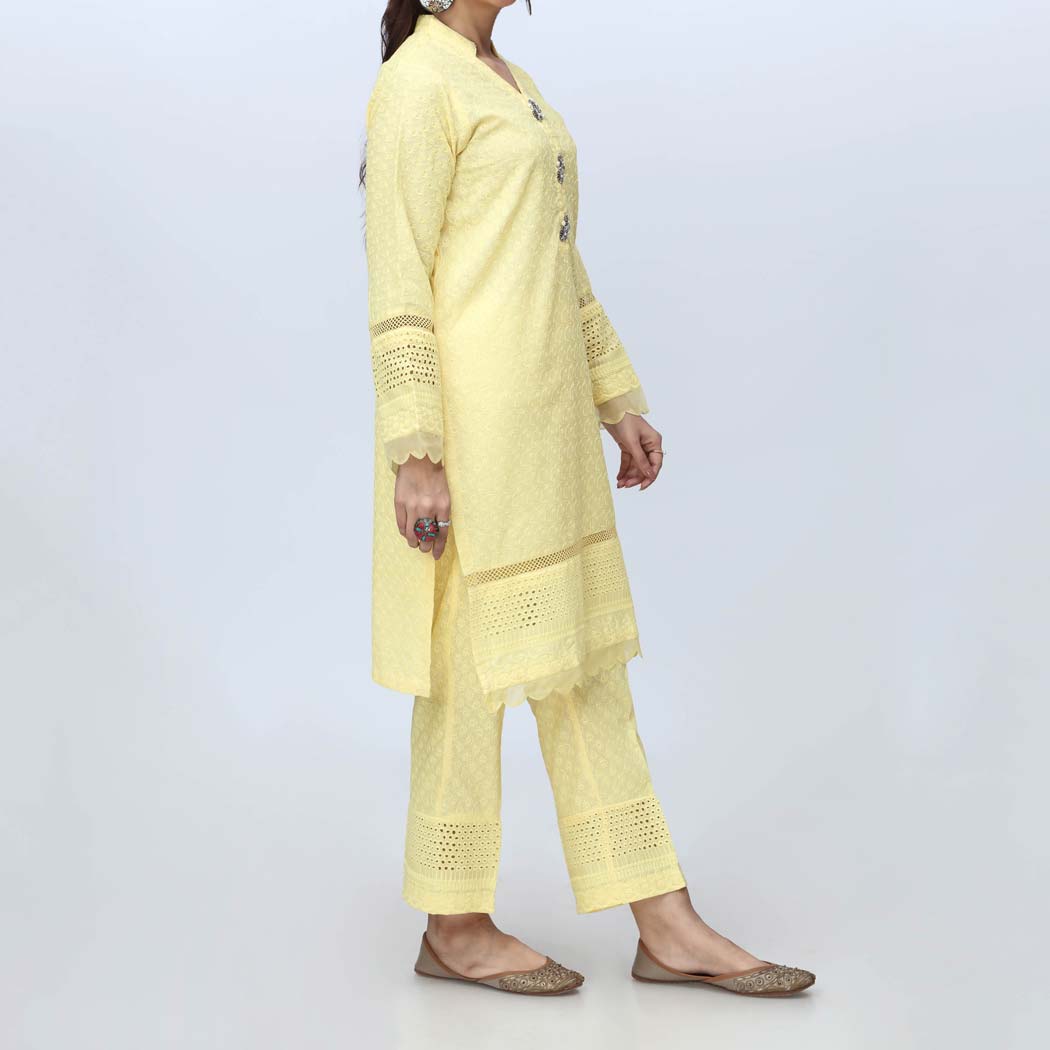 Lemon 2PC-Embroidered Chicken Kari Suit PS4153