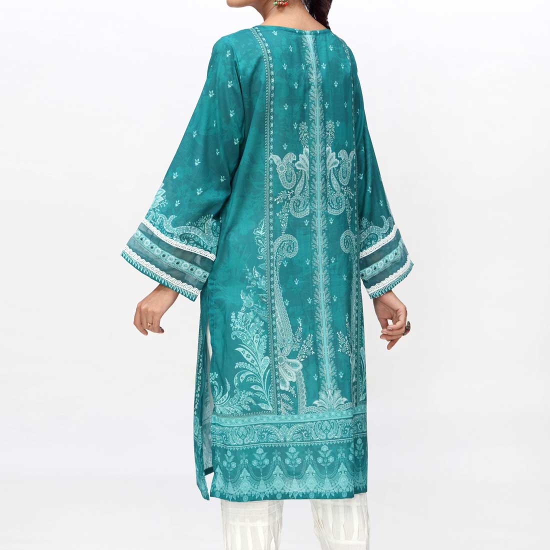 Teal Blue 1PC- Embroidered & Digital Printed Lawn Shirt PS4220