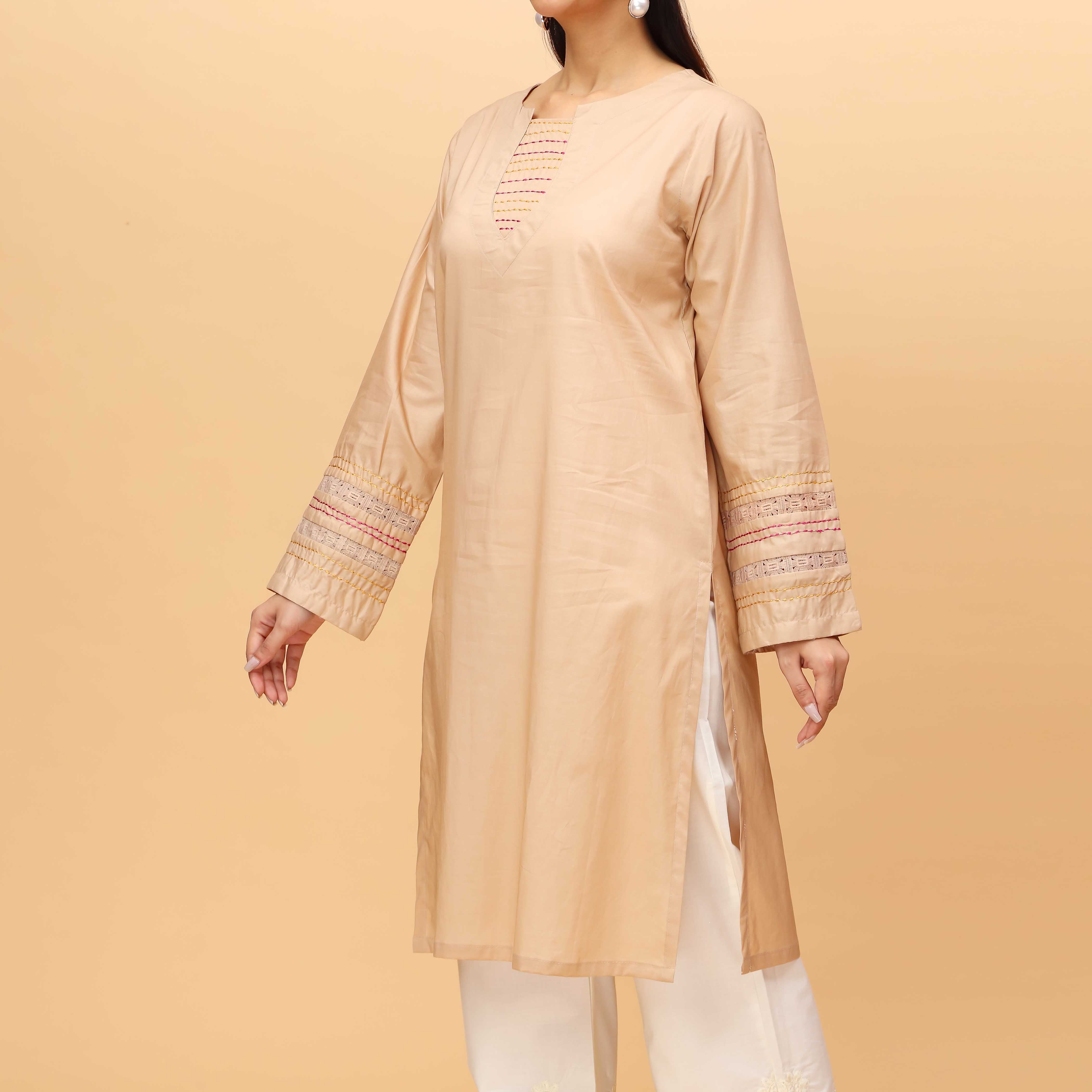 1PC Cotton Doriya Embellished Shirt PS4241