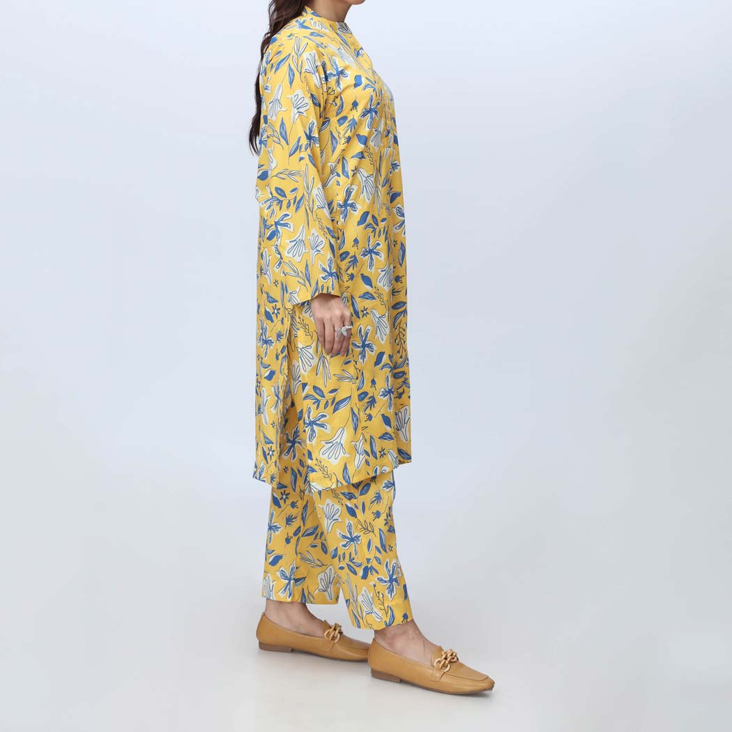 Yellow 2PC-Printed Cambric Suit PS4252