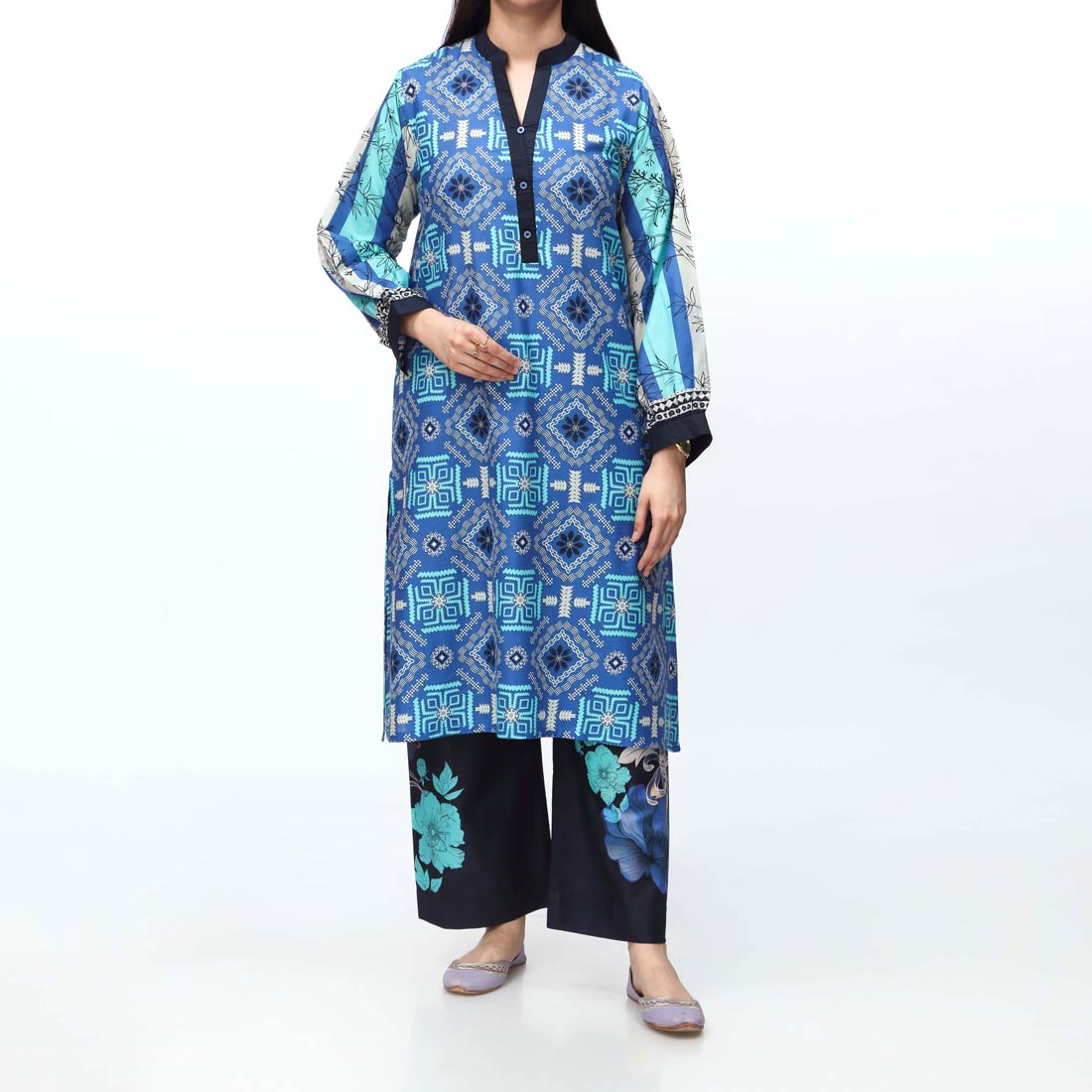 2PC- Digital Printed Cambric Suit PS4253