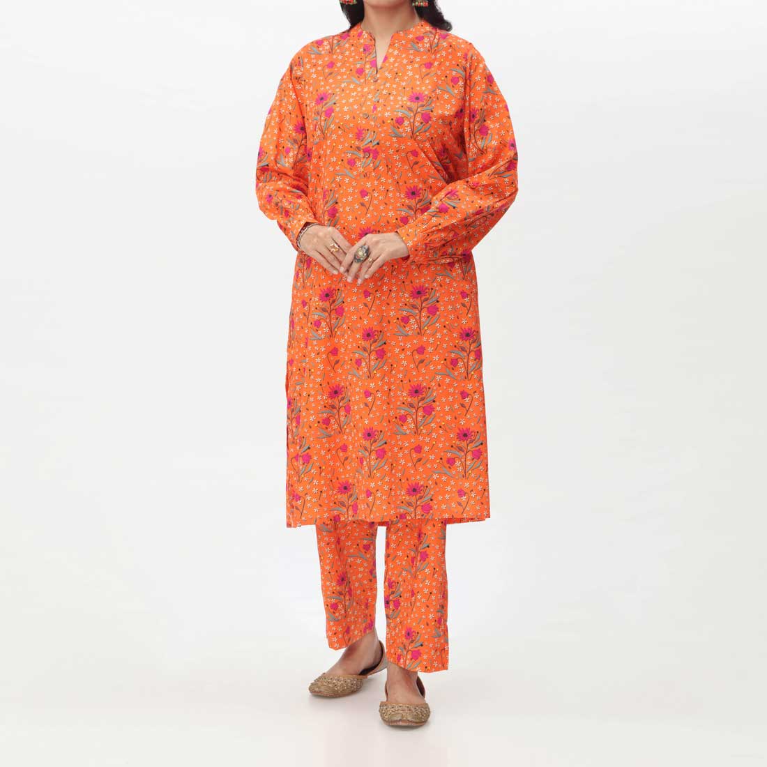 Orange 2PC- Digital Printed Cambric Suit PS4260
