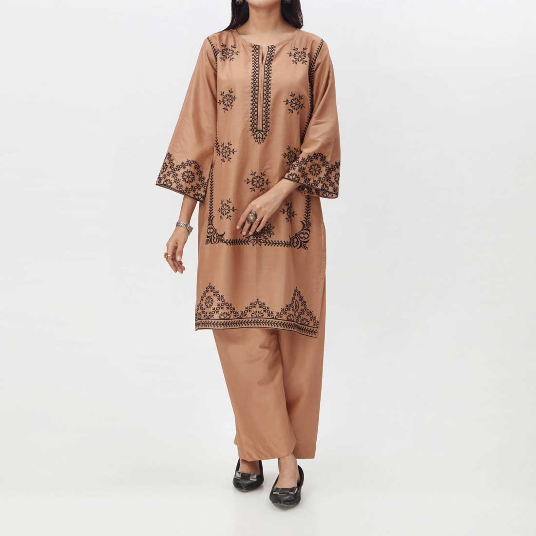 Brown 2PC- Embroidered Cambric Suit PS4265