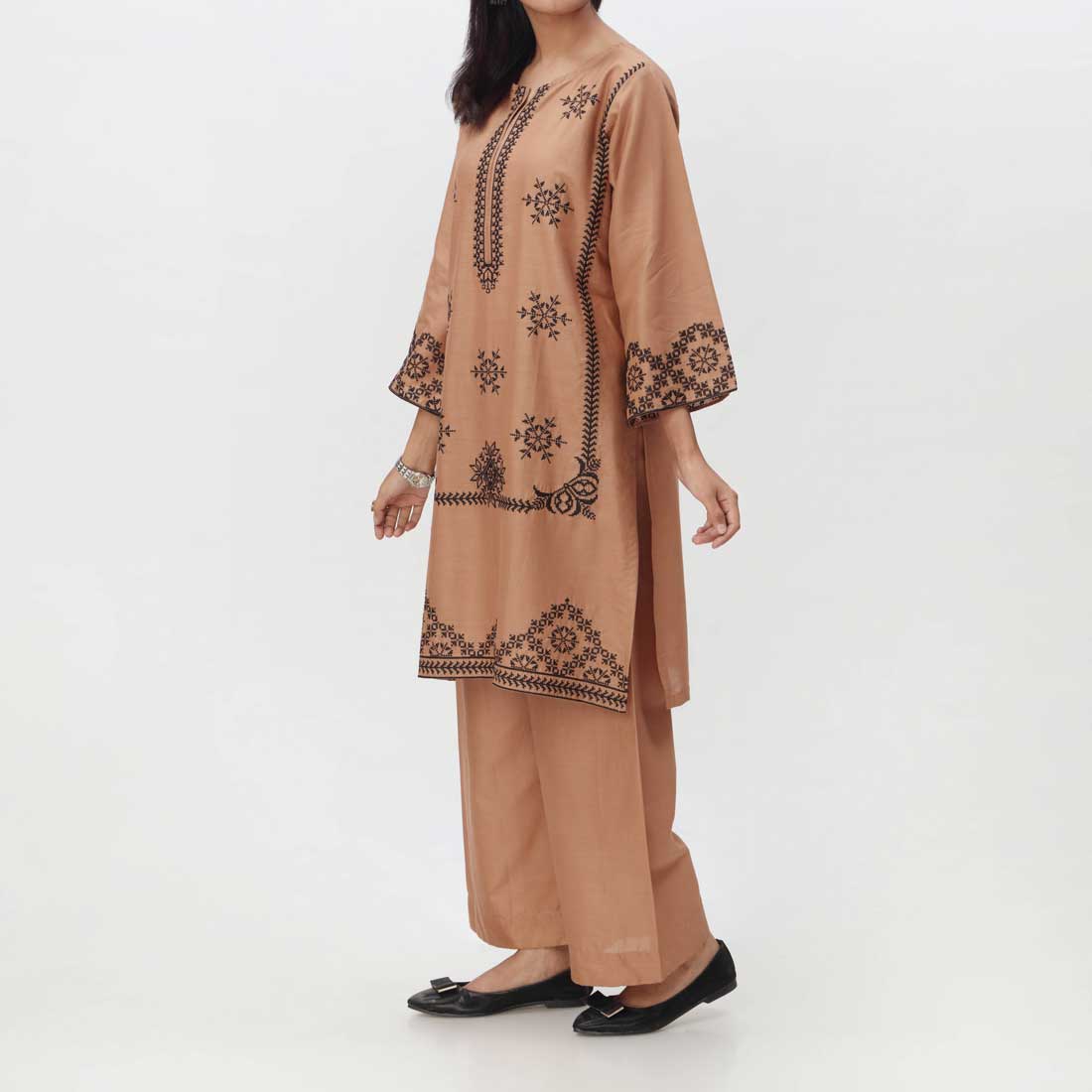 Brown 2PC- Embroidered Cambric Suit PS4265