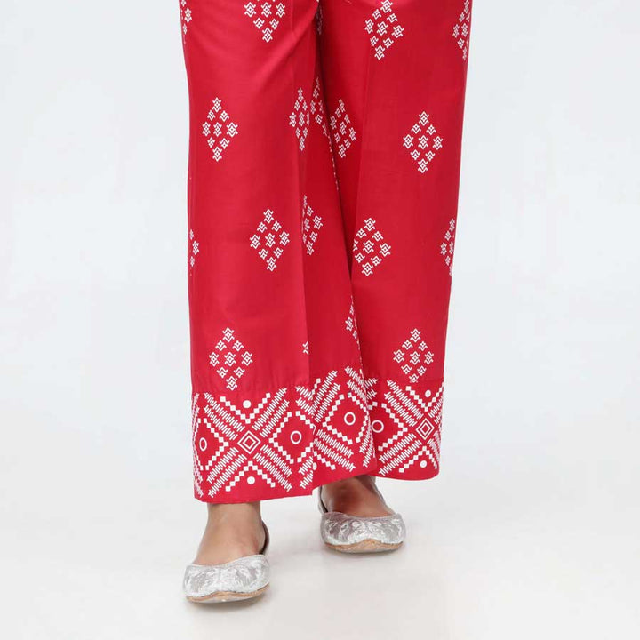 Red Screen Printed Cambric Trouser PS4510