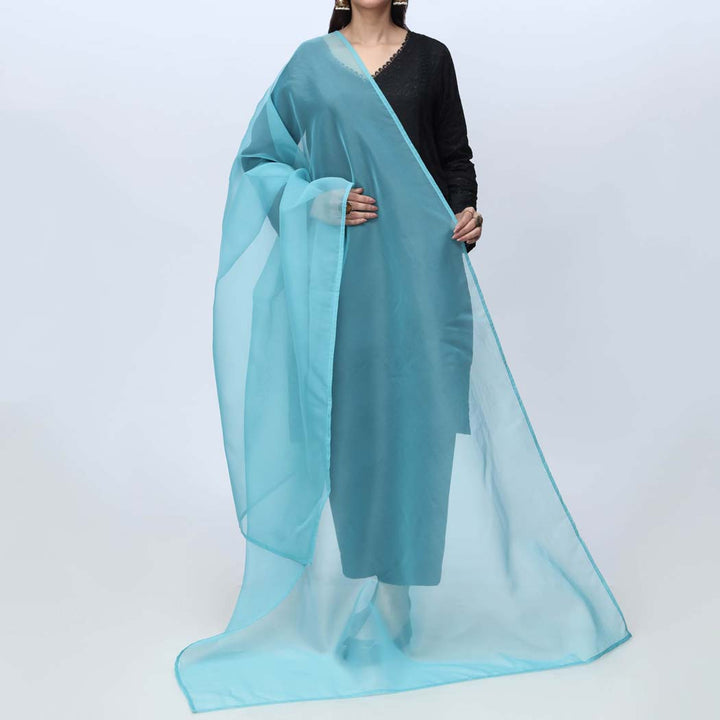 Blue Plain Organza Dupatta PS4702