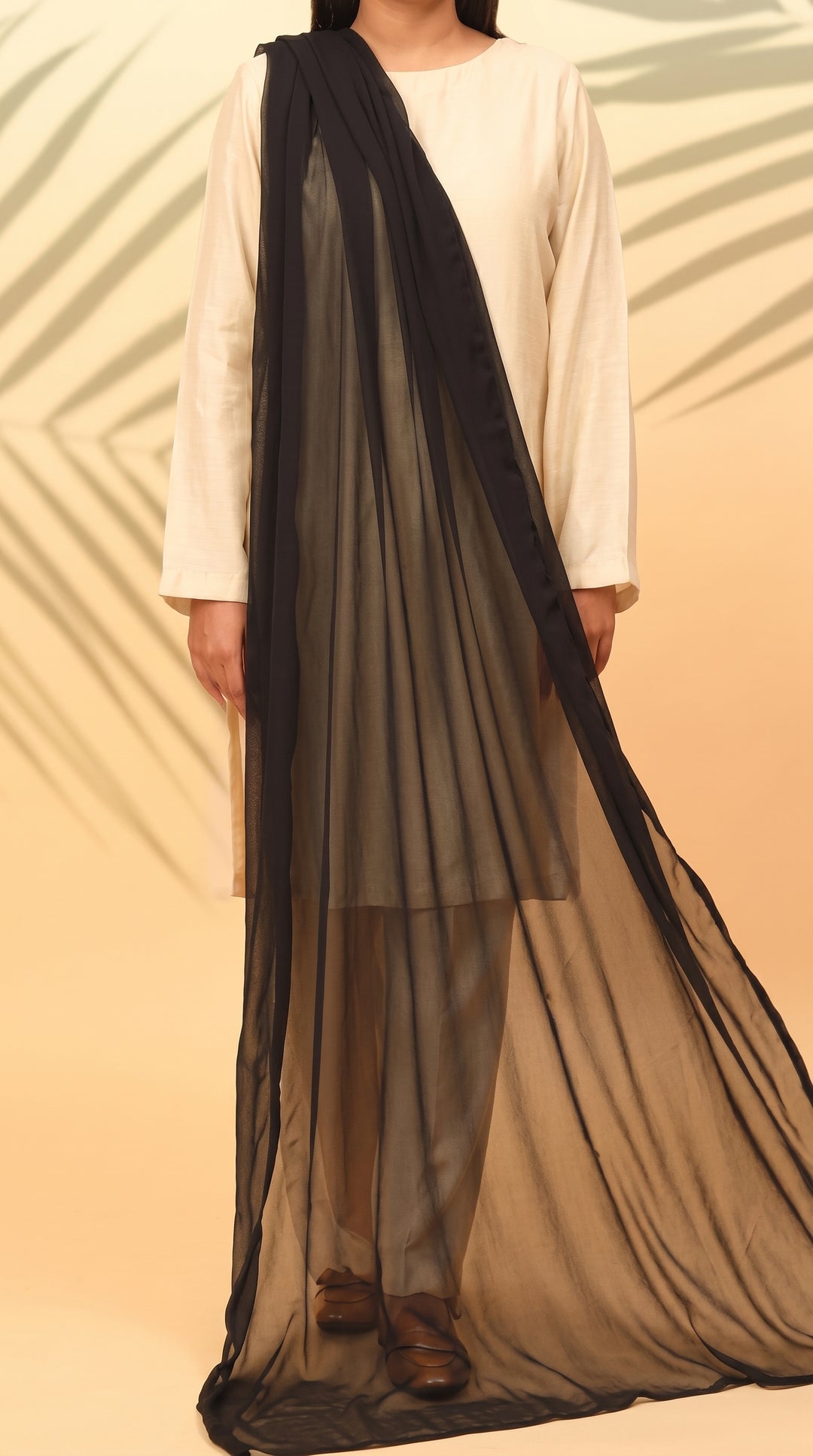 Black Dyed Plain Chiffon Dupatta PS4706