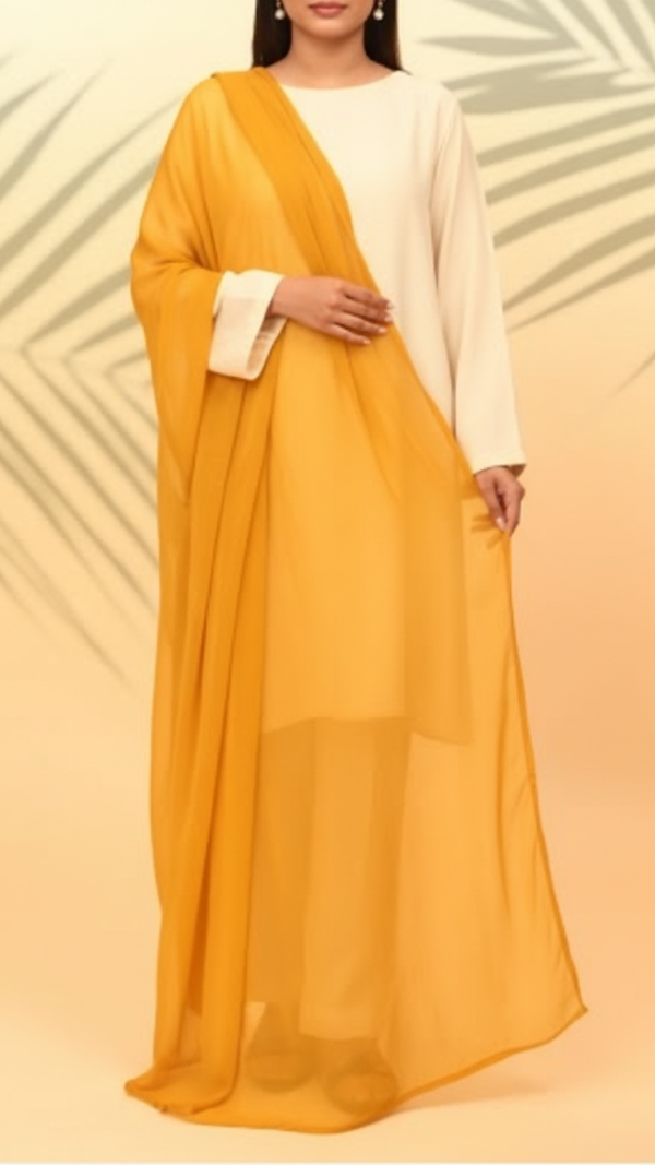 Mustard Dyed Plain Chiffon Dupatta PS4706